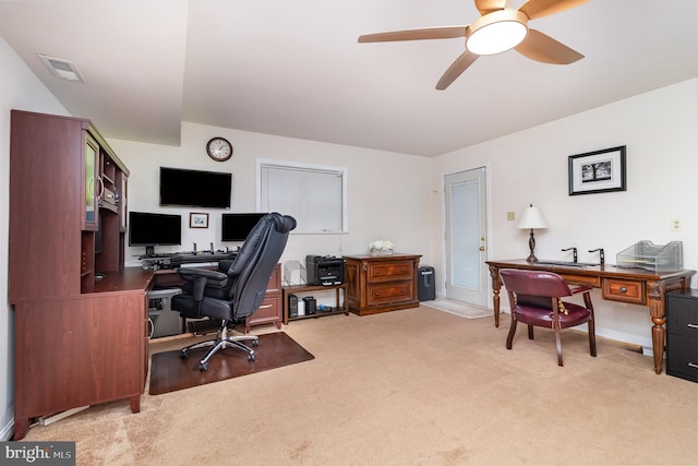 4367 Sunset Ct, Warrenton, VA 20187 - home office with light carpet and a ceiling fan