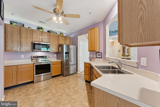 6230 Glen Valley Ter Unit 4L, Frederick, MD 21701 - kitchen featuring stainless steel appliances, a ceiling fan, and light countertops