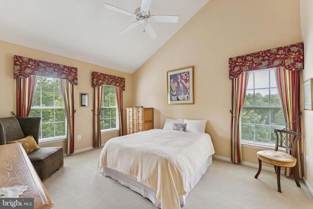 6230 Glen Valley Ter Unit 4L, Frederick, MD 21701 - bedroom with carpet floors, high vaulted ceiling, and ceiling fan