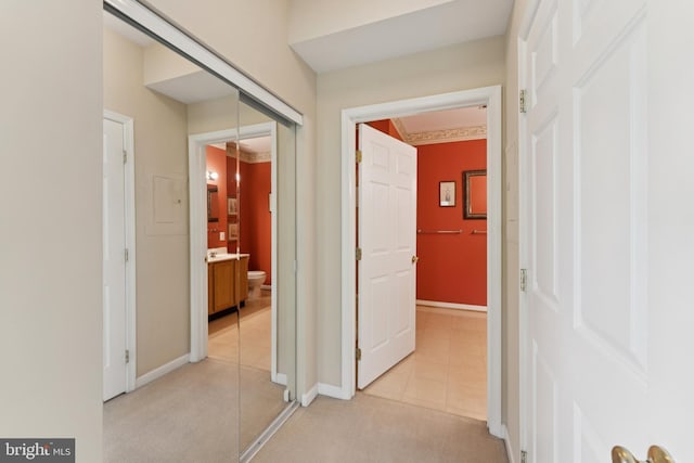 6230 Glen Valley Ter Unit 4L, Frederick, MD 21701 - hall featuring light colored carpet and light tile patterned floors