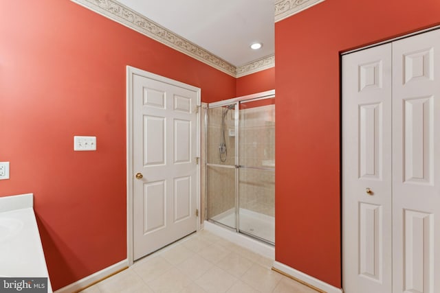 6230 Glen Valley Ter Unit 4L, Frederick, MD 21701 - full bath with a shower stall and tile patterned flooring