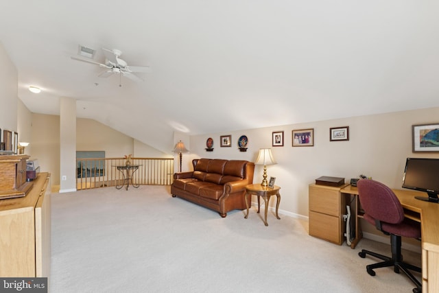 6230 Glen Valley Ter Unit 4L, Frederick, MD 21701 - carpeted office featuring a ceiling fan and lofted ceiling