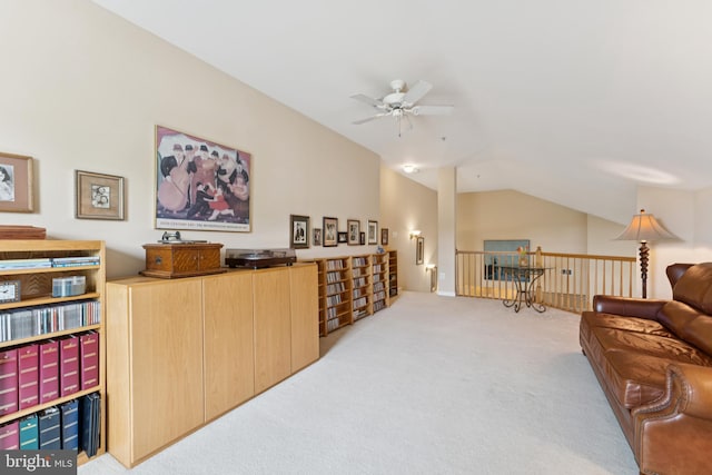 6230 Glen Valley Ter Unit 4L, Frederick, MD 21701 - home office featuring carpet floors, ceiling fan, and vaulted ceiling