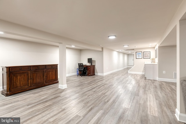 2100 Pot Spring Rd, Lutherville Timonium, MD 21093 - finished basement featuring light wood-type flooring, an office area, and recessed lighting