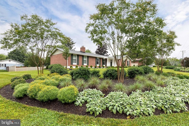 2100 Pot Spring Rd, Lutherville Timonium, MD 21093 - ranch-style house featuring a chimney and brick siding