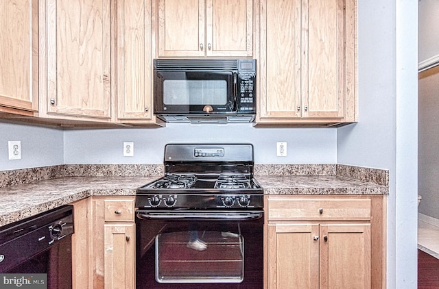 13812 Breezy Ridge Way Unit 101, Woodbridge, VA 22191 - kitchen featuring black appliances, light brown cabinets, and light countertops