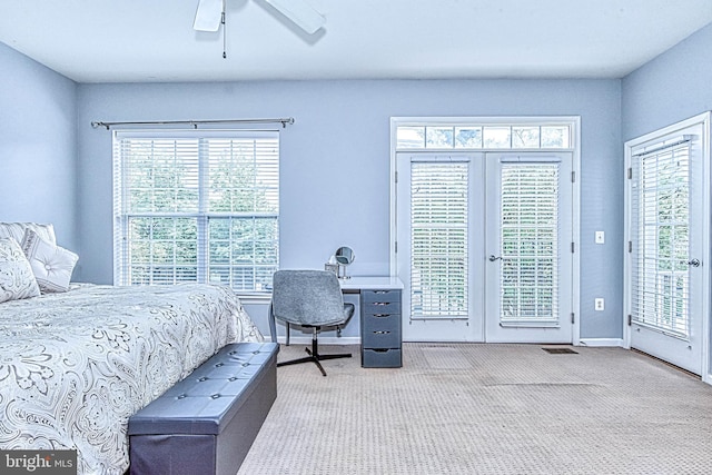 13812 Breezy Ridge Way Unit 101, Woodbridge, VA 22191 - bedroom featuring french doors, access to exterior, carpet flooring, and multiple windows