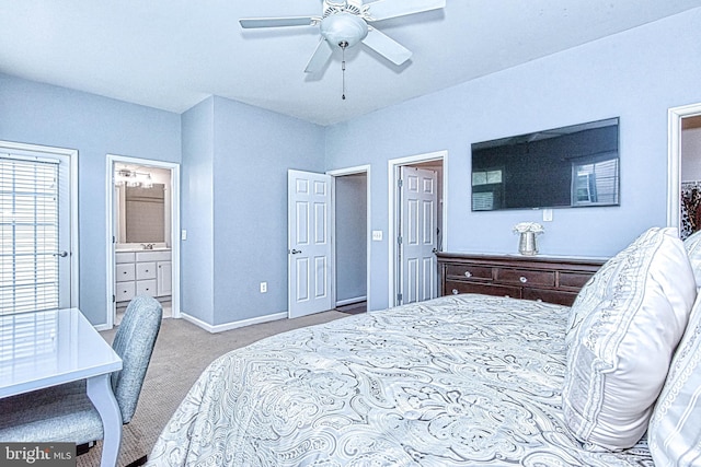 13812 Breezy Ridge Way Unit 101, Woodbridge, VA 22191 - carpeted bedroom featuring connected bathroom, ceiling fan, and an office area