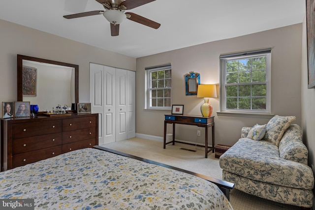 432 Old Forge Xing Unit 432, Devon, PA 19333 - bedroom with carpet floors, a closet, and a ceiling fan