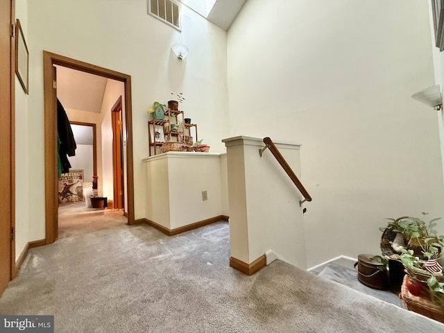 102 Tecumseh Trl, Hedgesville, WV 25427 - stairway featuring carpet floors and a high ceiling