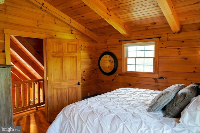 1870 General Potter Hwy, Centre Hall, PA 16828 - bedroom with a wood ceiling with exposed beams, wood walls, and wood finished floors