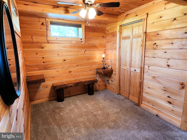 1870 General Potter Hwy, Centre Hall, PA 16828 - unfurnished office featuring wood walls, wood ceiling, carpet, and a ceiling fan