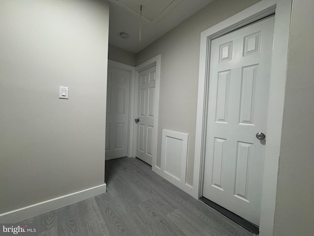 10105 Irongate Way, Manassas, VA 20109 - hallway with attic access and wood finished floors