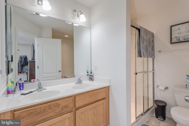 45 Private Ct, Bunker Hill, WV 25413 - bathroom featuring double vanity, a shower stall, and tile patterned floors
