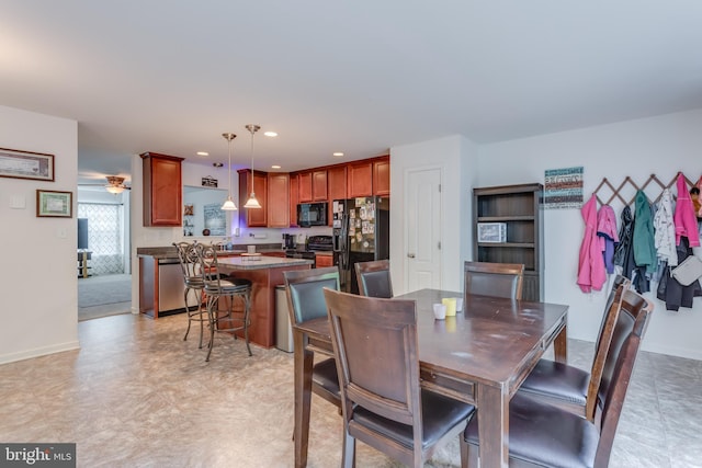 45 Private Ct, Bunker Hill, WV 25413 - dining room featuring baseboards and recessed lighting