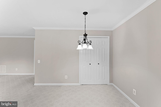 1003 Foxhunt Ter NE Unit 201, Leesburg, VA 20176 - unfurnished dining area featuring crown molding and carpet