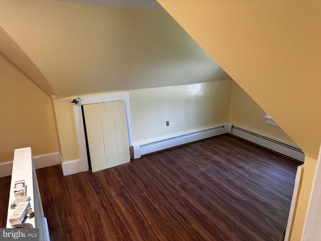 524 W Orvilla Rd, Hatfield, PA 19440 - bonus room featuring lofted ceiling, baseboard heating, wood finished floors, and a baseboard radiator