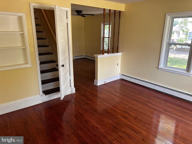 524 W Orvilla Rd, Hatfield, PA 19440 - spare room featuring a ceiling fan, wood finished floors, plenty of natural light, and a baseboard heating unit