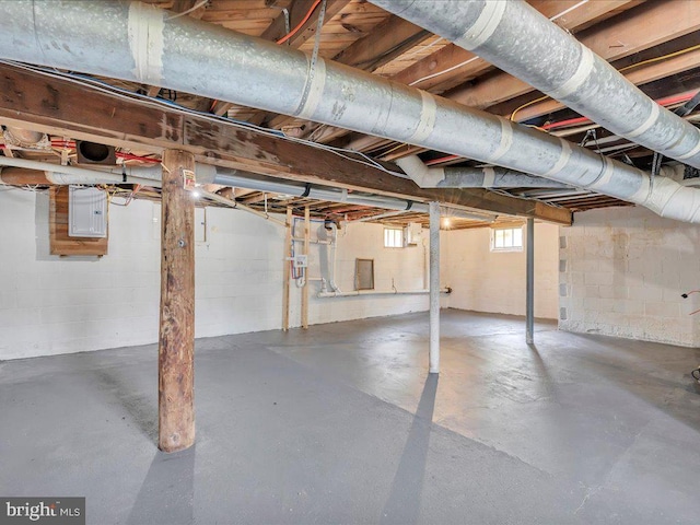 69 Mary Elmer Dr, Bridgeton, NJ 08302 - basement featuring electric panel and concrete block wall