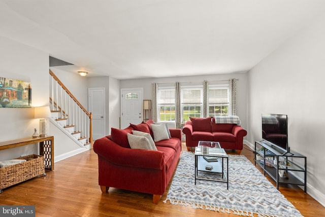 1906 Glen Keith Blvd, Towson, MD 21286 - living room featuring stairway and wood finished floors