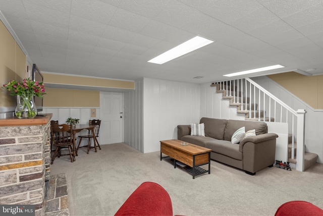 1906 Glen Keith Blvd, Towson, MD 21286 - carpeted living area featuring stairway and a decorative wall