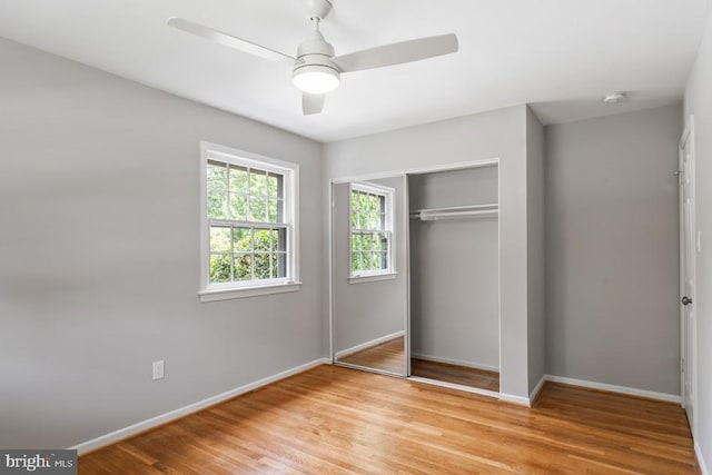 1121 Collingwood Rd, Alexandria, VA 22308 - unfurnished bedroom with light wood finished floors, a closet, and ceiling fan