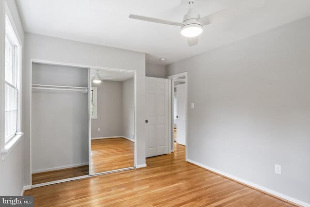 1121 Collingwood Rd, Alexandria, VA 22308 - unfurnished bedroom featuring a closet, light wood-type flooring, and ceiling fan