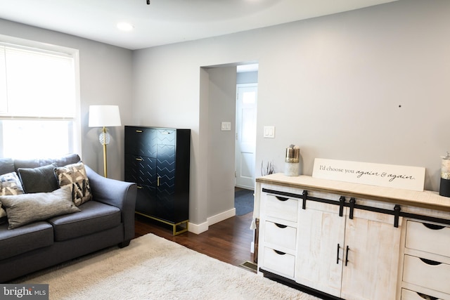 744 Caley Rd, King Of Prussia, PA 19406 - living room featuring dark wood-style floors and recessed lighting