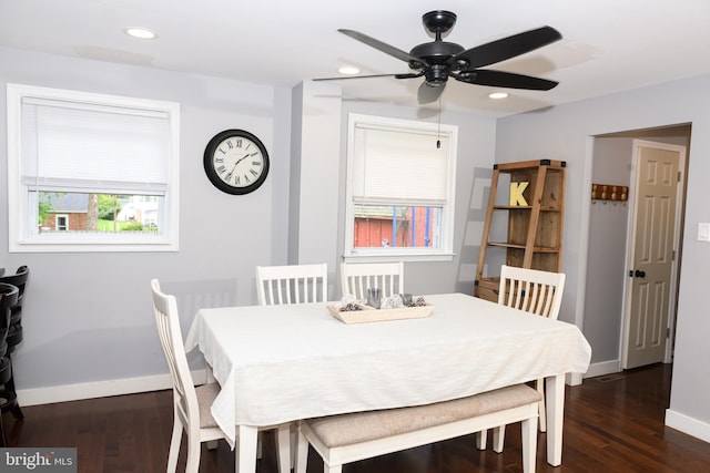 744 Caley Rd, King Of Prussia, PA 19406 - dining area with wood finished floors, a ceiling fan, and recessed lighting