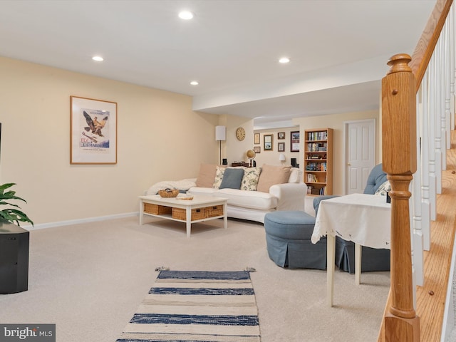 848 Sunny Chapel Rd, Odenton, MD 21113 - carpeted living area featuring recessed lighting and baseboards