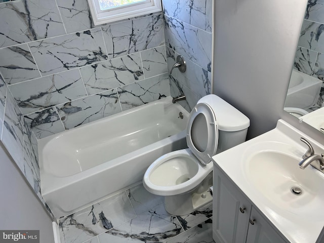2011 Larkhall, Baltimore, MD 21222 - bathroom with vanity, marble finish flooring, and  shower combination