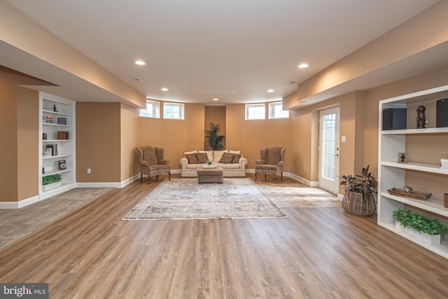 405 Hoffman Rd, Harleysville, PA 19438 - sitting room with wood finished floors, built in features, and recessed lighting