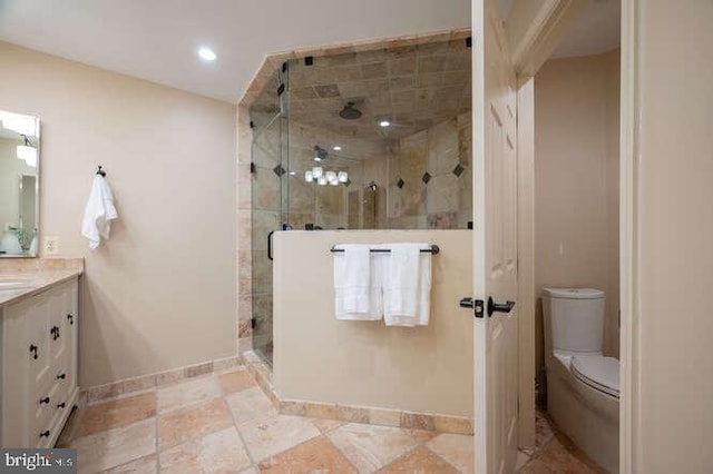 409 S Henry St, Alexandria, VA 22314 - bathroom with vanity, a shower stall, and recessed lighting