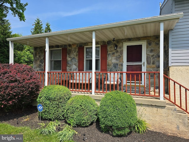 100 Constitution Ave, Reading, PA 19606 - property entrance featuring stone siding and covered porch