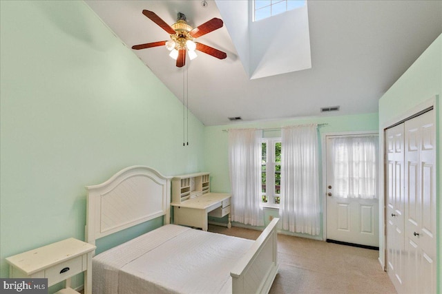 326 Brickhouse Rd, Princeton, NJ 08540 - bedroom featuring vaulted ceiling, light colored carpet, and a ceiling fan