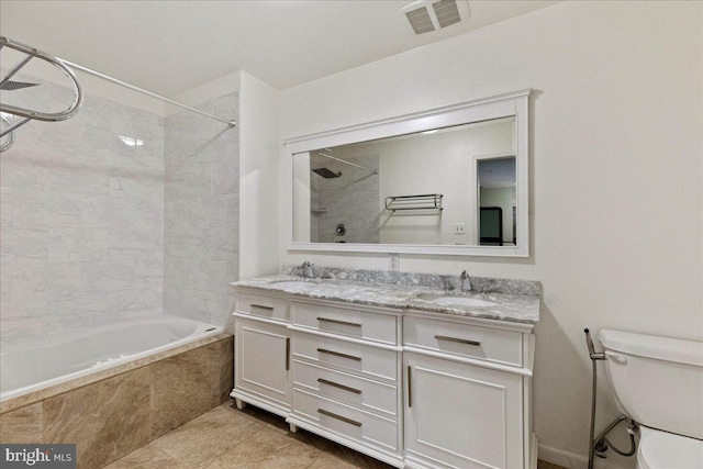 326 Brickhouse Rd, Princeton, NJ 08540 - bathroom featuring tiled shower / bath combo, double vanity, and tile patterned floors