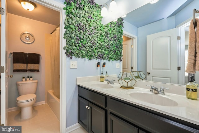 9423 Geaton Park Pl, Lanham, MD 20706 - full bathroom with double vanity, tile patterned flooring, and shower / bath combination with curtain