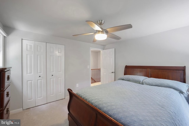 553 Choptank Cove Ct, Annapolis, MD 21401 - bedroom with light carpet, a closet, and ceiling fan