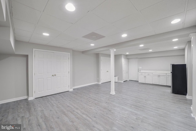 553 Choptank Cove Ct, Annapolis, MD 21401 - finished basement featuring freestanding refrigerator, light wood finished floors, recessed lighting, and a paneled ceiling