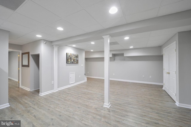 553 Choptank Cove Ct, Annapolis, MD 21401 - finished below grade area with a paneled ceiling, wood finished floors, and recessed lighting