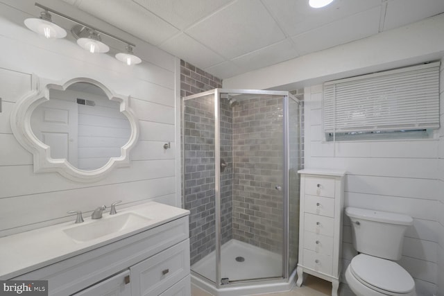 553 Choptank Cove Ct, Annapolis, MD 21401 - full bathroom with vanity, a stall shower, and a paneled ceiling