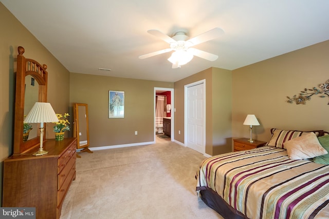 722 Cherry Tree Rd, Middletown, DE 19709 - bedroom featuring light colored carpet, ensuite bathroom, a ceiling fan, and a closet