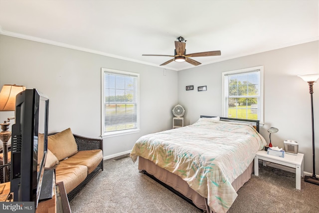 32105 Judiths Ln, Frankford, DE 19945 - bedroom featuring carpet, crown molding, and ceiling fan