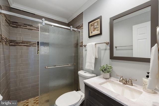 2517 Hunton Pl, Alexandria, VA 22311 - full bathroom with ornamental molding, a stall shower, and vanity