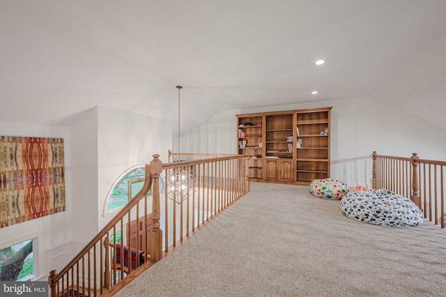 310 Belmont Ct, Lincoln University, PA 19352 - hall with lofted ceiling, carpet flooring, an upstairs landing, recessed lighting, and plenty of natural light