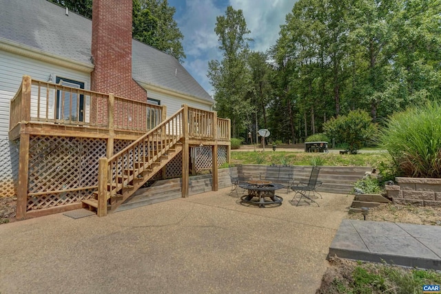 1505 Running Deer Dr, Keswick, VA 22947 - view of patio / terrace featuring a fire pit, stairway, and a wooden deck