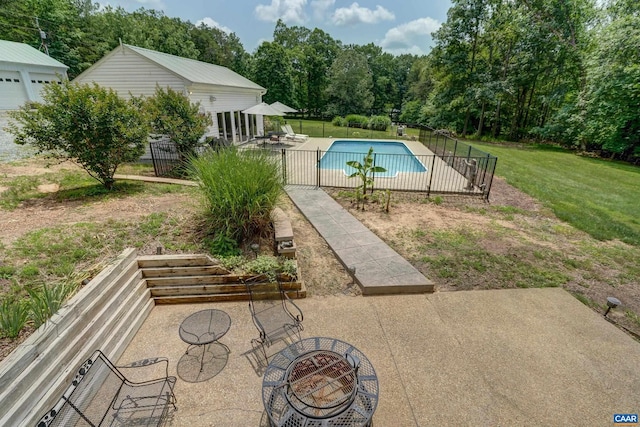 1505 Running Deer Dr, Keswick, VA 22947 - view of swimming pool featuring a patio area and an outbuilding