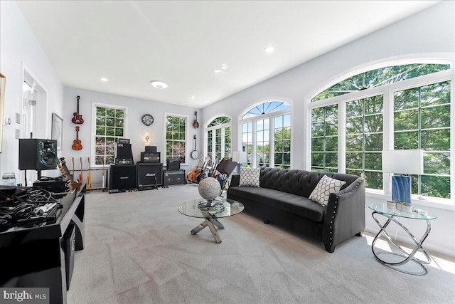 22 Thomas Speakman Dr Unit 76, Glen Mills, PA 19342 - carpeted living room with plenty of natural light and recessed lighting