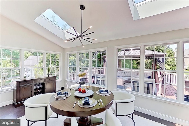 22 Thomas Speakman Dr Unit 76, Glen Mills, PA 19342 - sunroom / solarium with a skylight, lofted ceiling, healthy amount of natural light, and a chandelier