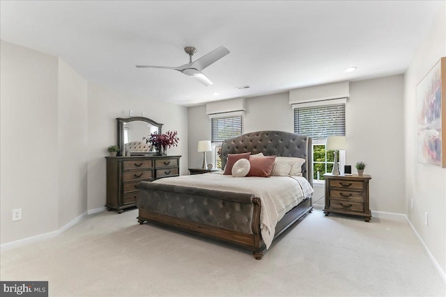 22 Thomas Speakman Dr Unit 76, Glen Mills, PA 19342 - bedroom with light colored carpet, ceiling fan, and recessed lighting